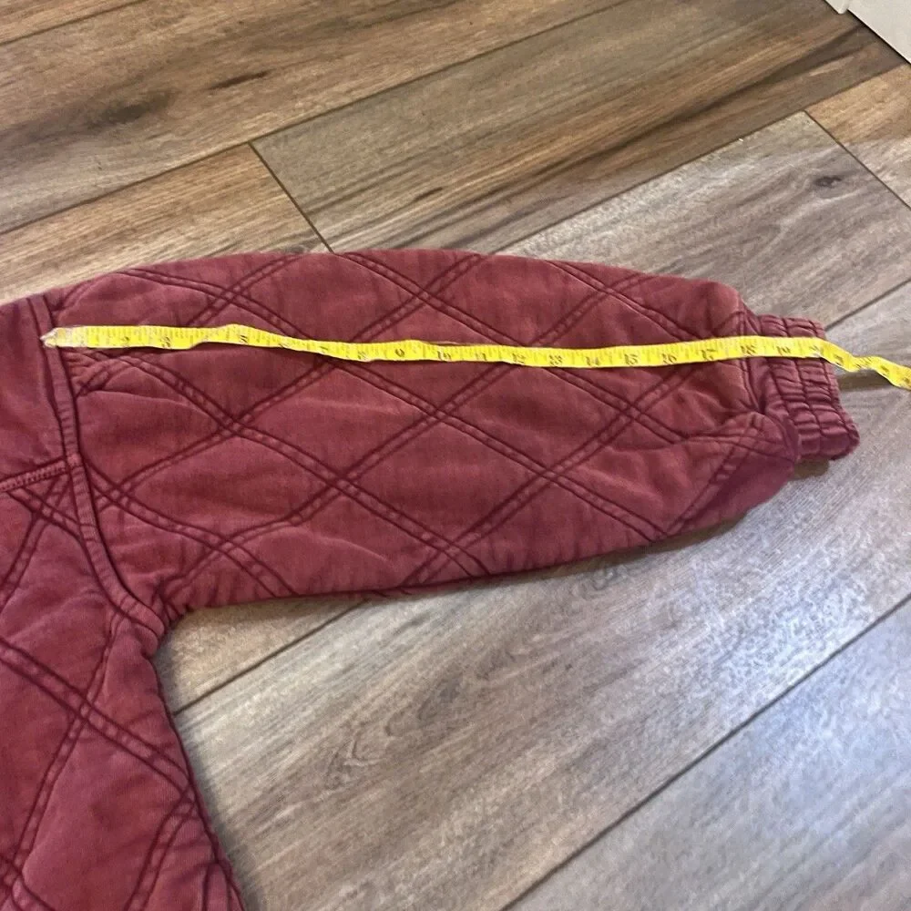 Free People Juno Quilted Red Burgundy Oversized Bomber Jacket Women's XS Cotton